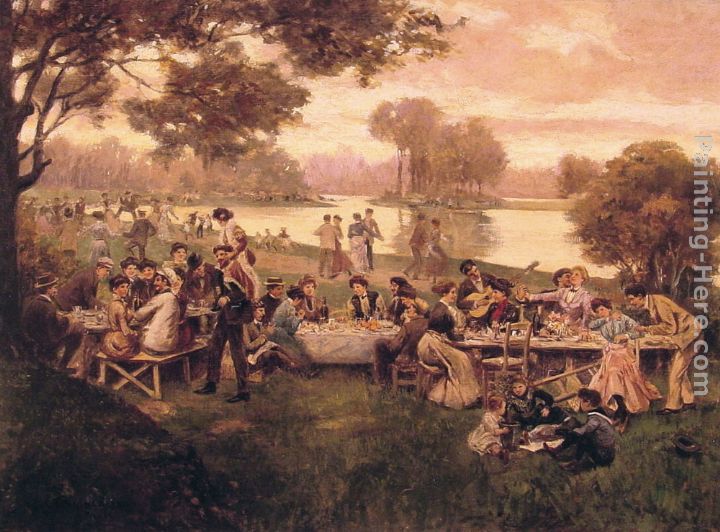 Luncheon on the grass painting - Carlo Brancaccio Luncheon on the grass art painting